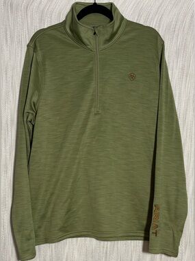 Ariat AriatTEK Women's Large Green 1/4 Quarter Zip Fleece Pullover Sweatshirt
